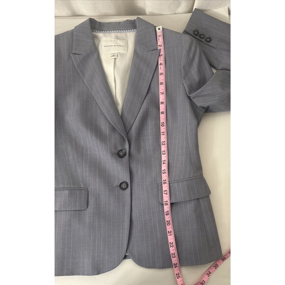 Banana Republic Wool Jacket Blazer Gray with Lilac Stripes Stretch Women's Sz 8 - Picture 12 of 16